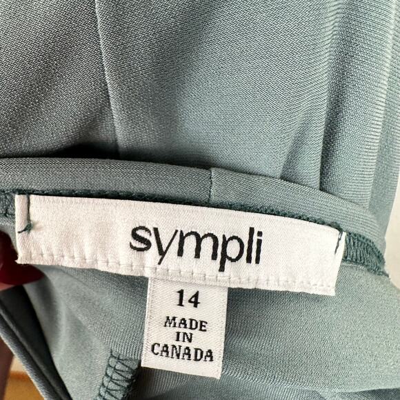 Sympli Double Over V-Neck Tunic Top Jersey Knit Sage 14 Lagenlook Minimalist - Picture 6 of 9